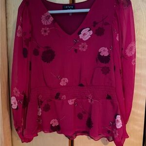 STATE Women's Berry Floral Blouse